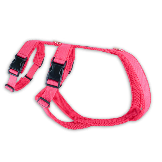 Sicherheitsgeschirr gepolstert für Windhunde wie Whippets, Galgos, Podencos und Greyhounds. Geschirr in pink