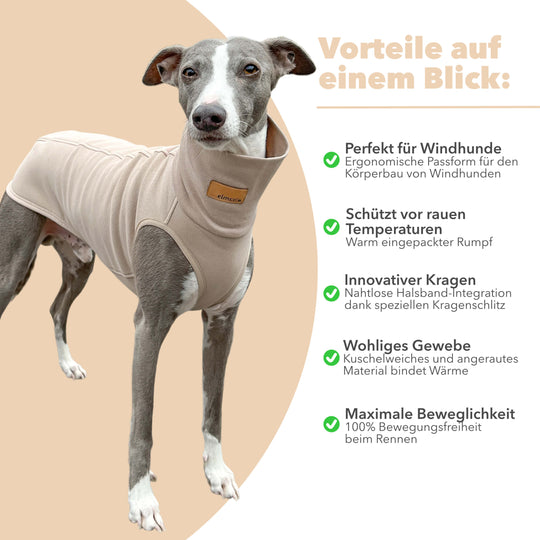 Windhund Pullover in hellbeige Pullover für Windhunde, Whippet, Galgo, Podenco, Greyhound Benefits