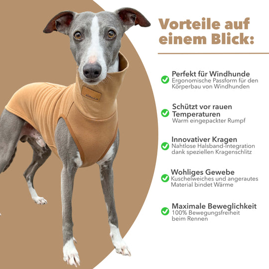 Windhund Pullover in hellbraun braun Pullover für Windhunde, Whippet, Galgo, Podenco, Greyhound Benefits