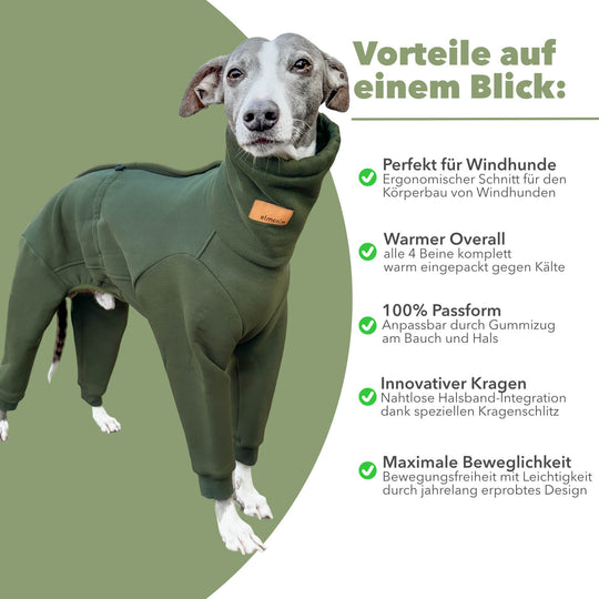 Windhund Pullover Overall in khaki Pullover für Windhunde, Whippet, Galgo, Podenco, Greyhound Benefits